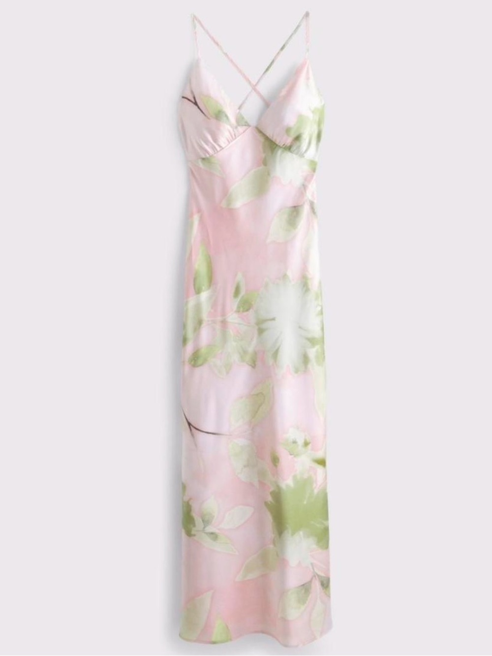 Abercrombie & Fitch Julia Pink and Green Floral Slip Maxi Dress - Picture 3 of 12